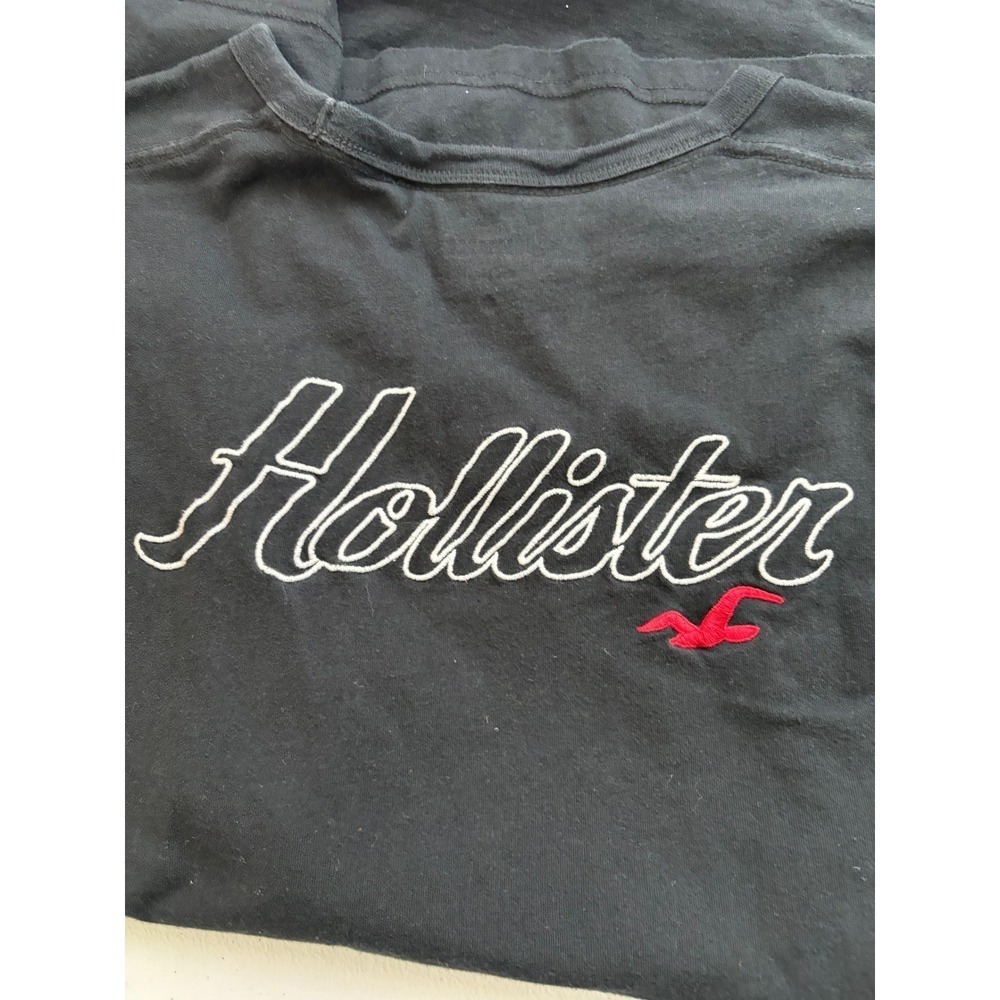 Hollister Graphic T-Shirt LA Logo Short Sleeve Crew Neck Black Size L‎